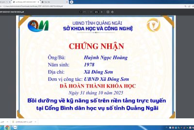 TRƯỜNG THCS BÌNH THANH HƯỞNG ỨNG PHONG TRÀO “BÌNH DÂN HỌC VỤ SỐ” TỈNH QUẢNG NGÃI